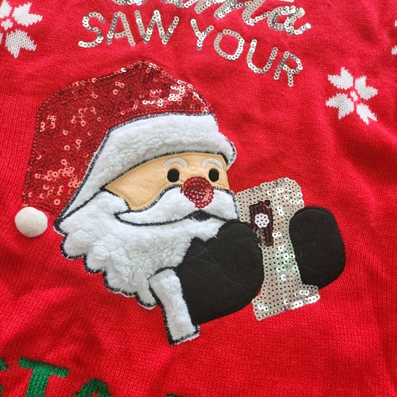 NWT Juniors S(3-5) Ugly Christmas Sweater "Santa Saw Your Insta Pics" Instagram - Picture 2 of 9